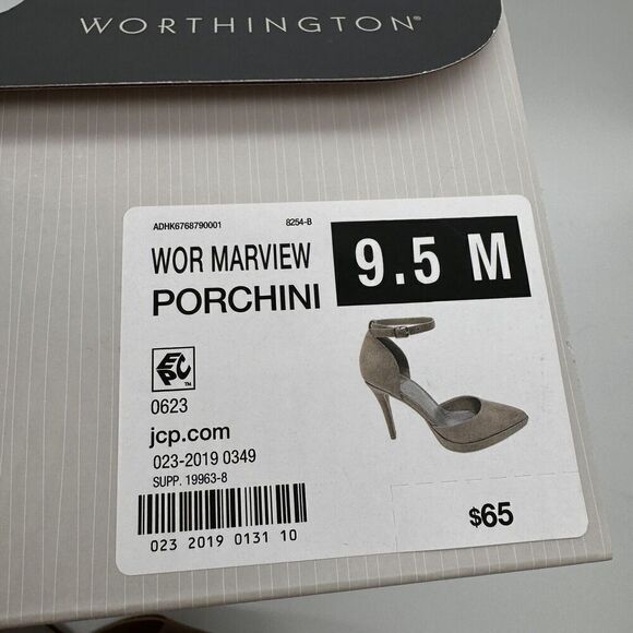 Worthington Marview Porchini Stiletto Heel 9.5 Brown Ankle Strap Pointed Toe - Picture 8 of 9